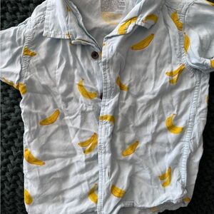 Cat & Jack Banana Print Button Down Shirt - Light Blue